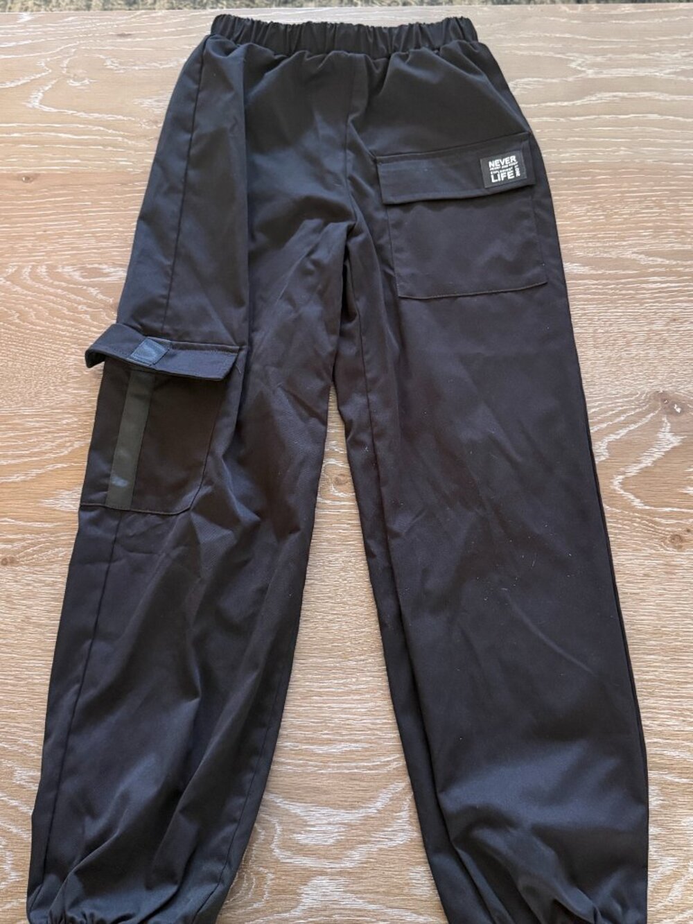 NWOT Girls Shein black cargo lightweight cargo pants pull on size 9Y